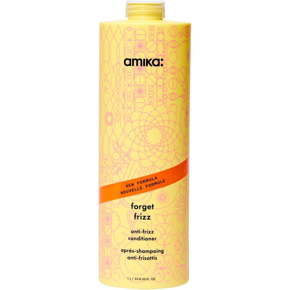 Amika Forget Frizz Anti Frizz Conditioner one litre bottle front view smoothing hair care