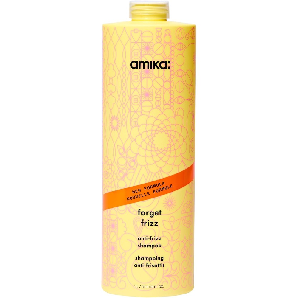 Amika Forget Frizz anti frizz shampoo front view one liter bottle