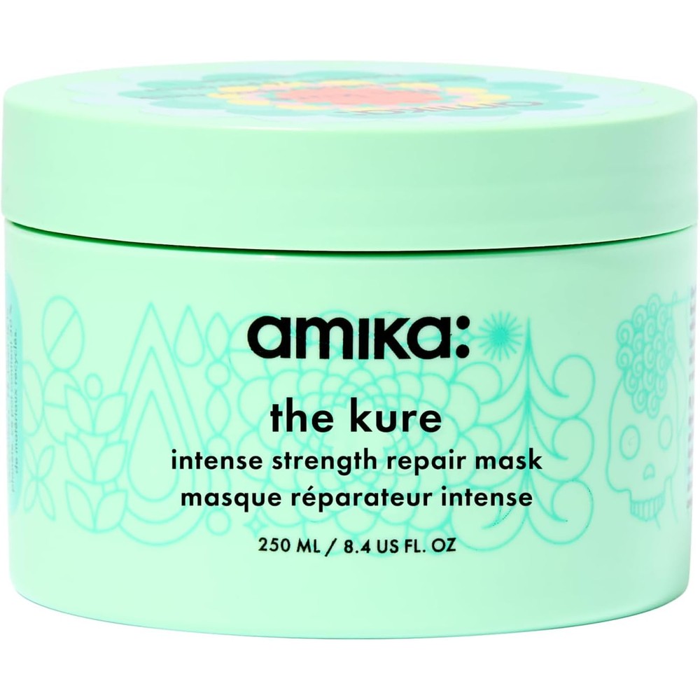 Amika the kure intense strength repair mask front view showing the product packaging.