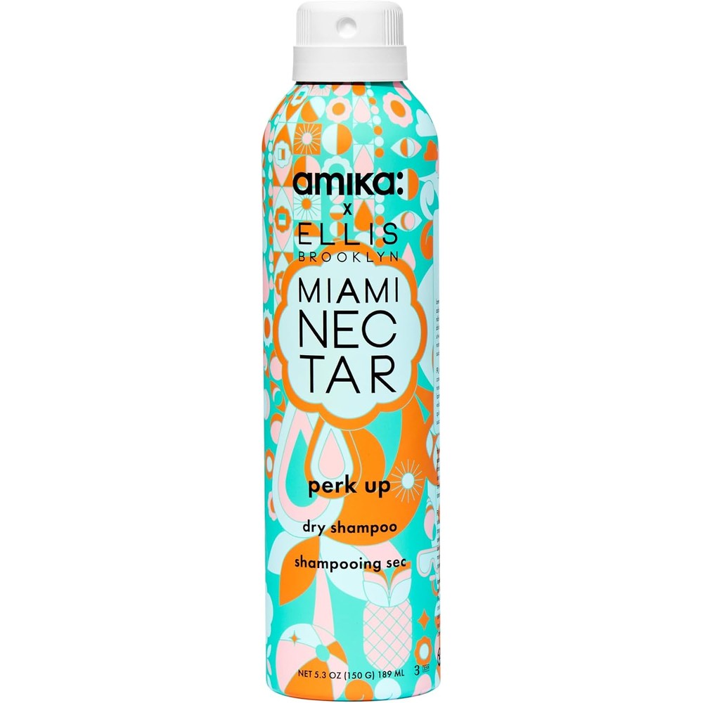 Amika Miami Nectar Perk Up Dry Shampoo front view bottle for voluminous hair care.