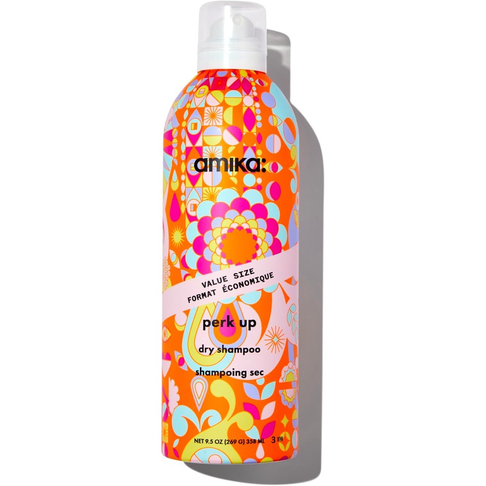 Amika Perk Up Talc Free Dry Shampoo 9.5 Ounce value size bottle front view