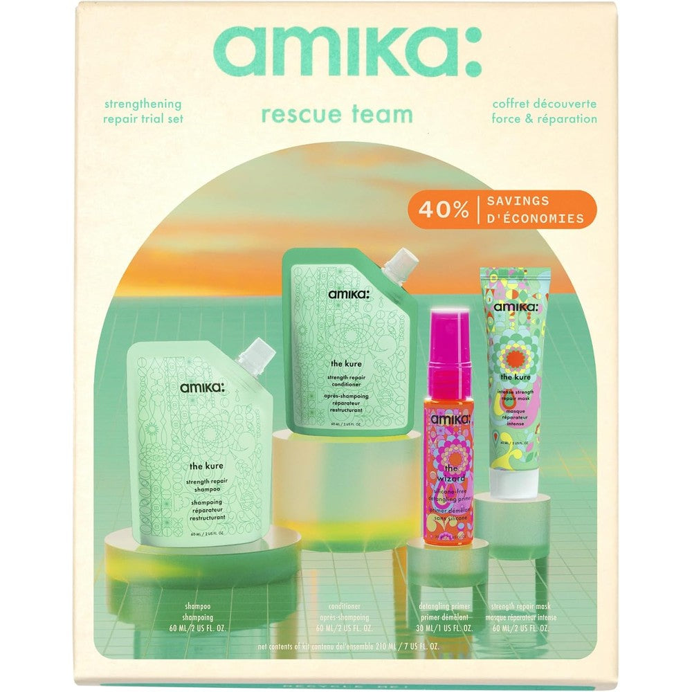 Amika Rescue Team Hair Routine Trial Set front view of packaging