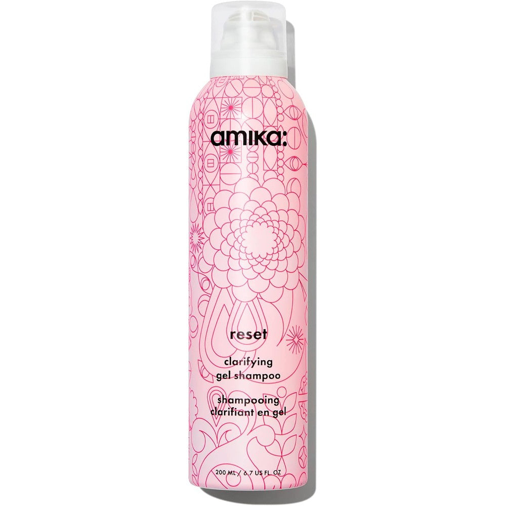 Amika Reset Clarifying Gel Shampoo For Oily Scalp And Hair Deep Cleansing Charcoal Infused Gel To Foam Formula 200 Milliliters