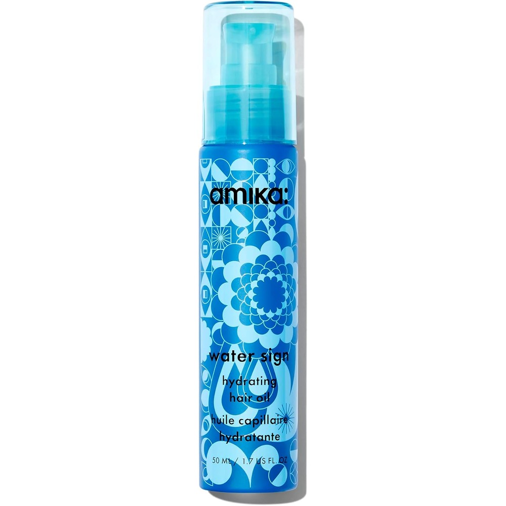 Amika Water Sign Hydrating Hair Oil blue bottle front view