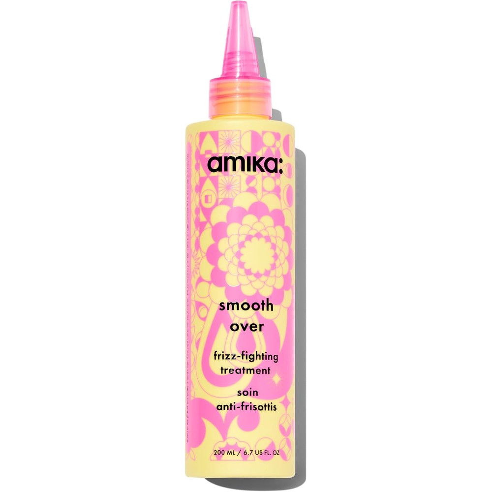 Amika Smooth Over Frizz Fighting Treatment Mask front view yellow bottle for frizz control