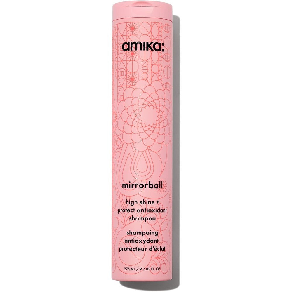Amika Mirrorball High Shine and Protect Antioxidant Shampoo front view bottle for salon hair care