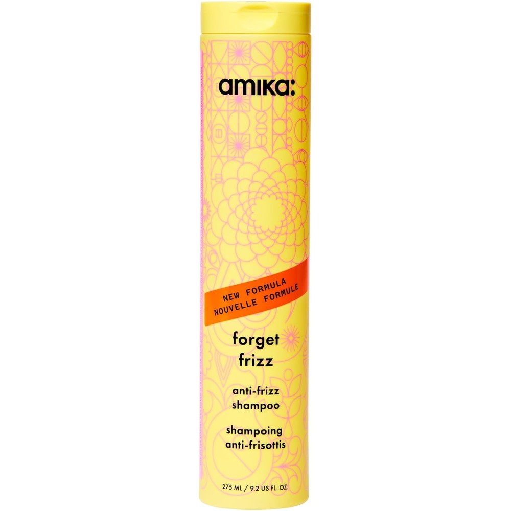 Amika Forget Frizz Anti Frizz Shampoo front view bottle for smooth hair