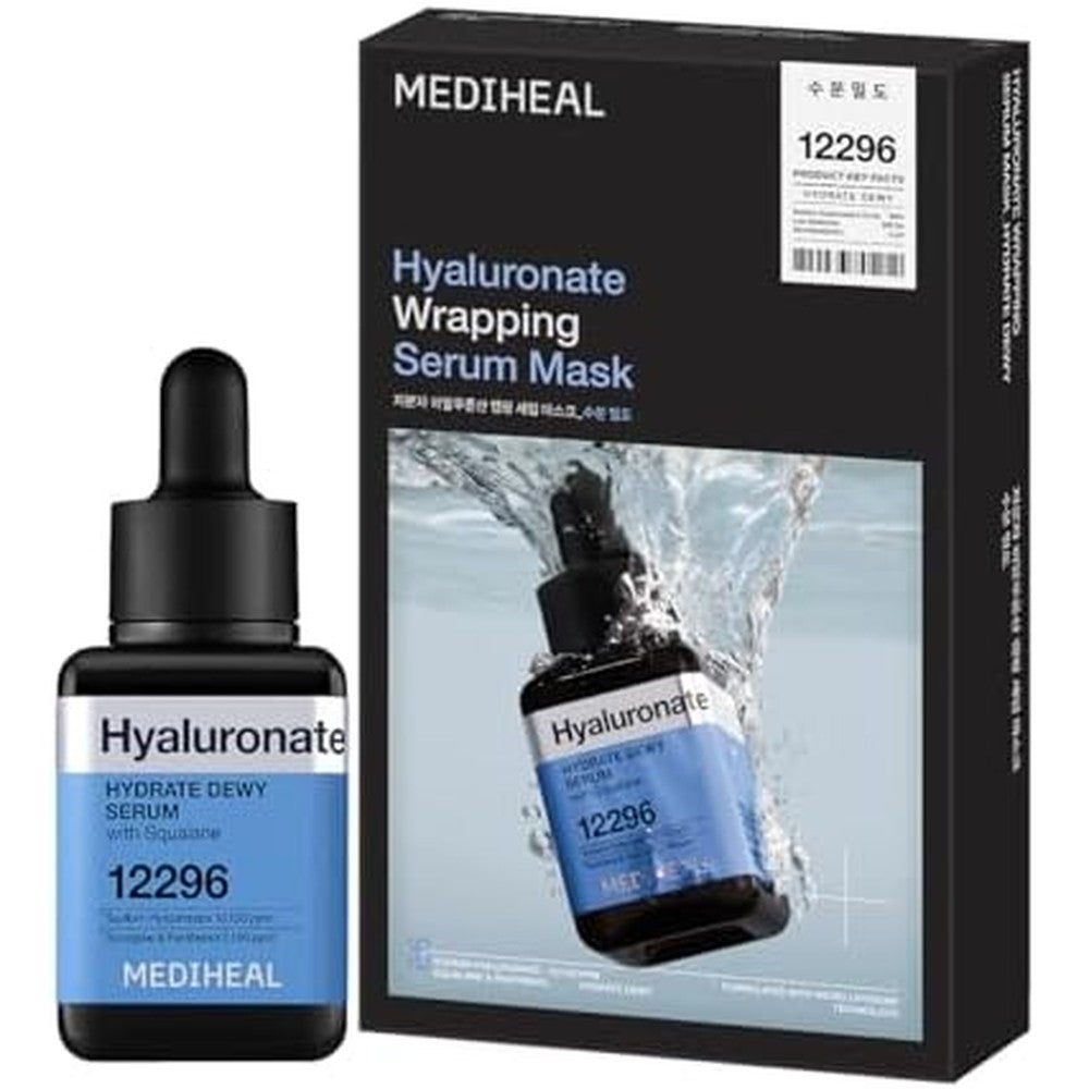 Mediheal Hyaluronate Hydrate Dewy Serum and Mask Skin Care Duo Set front view showing packaging.