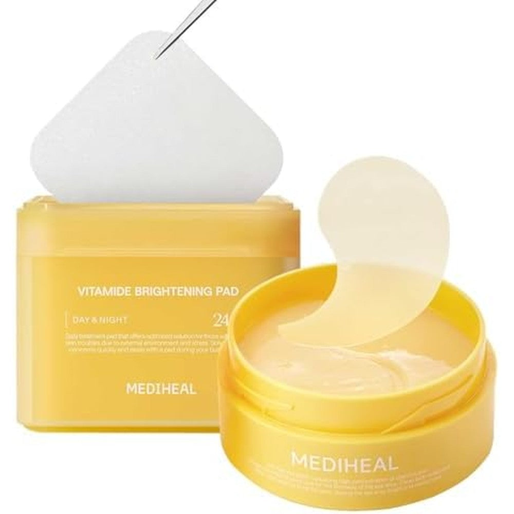 Mediheal Vita Glow Set front view featuring Vitamin C brightening pads container and hydrogel eye patches box.