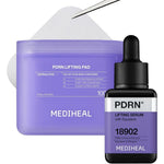 Mediheal PDRN Pad and Serum Skin Care Duo Set front view showcasing the toner pad jar and serum bottle for imported Korean skincare routines.
