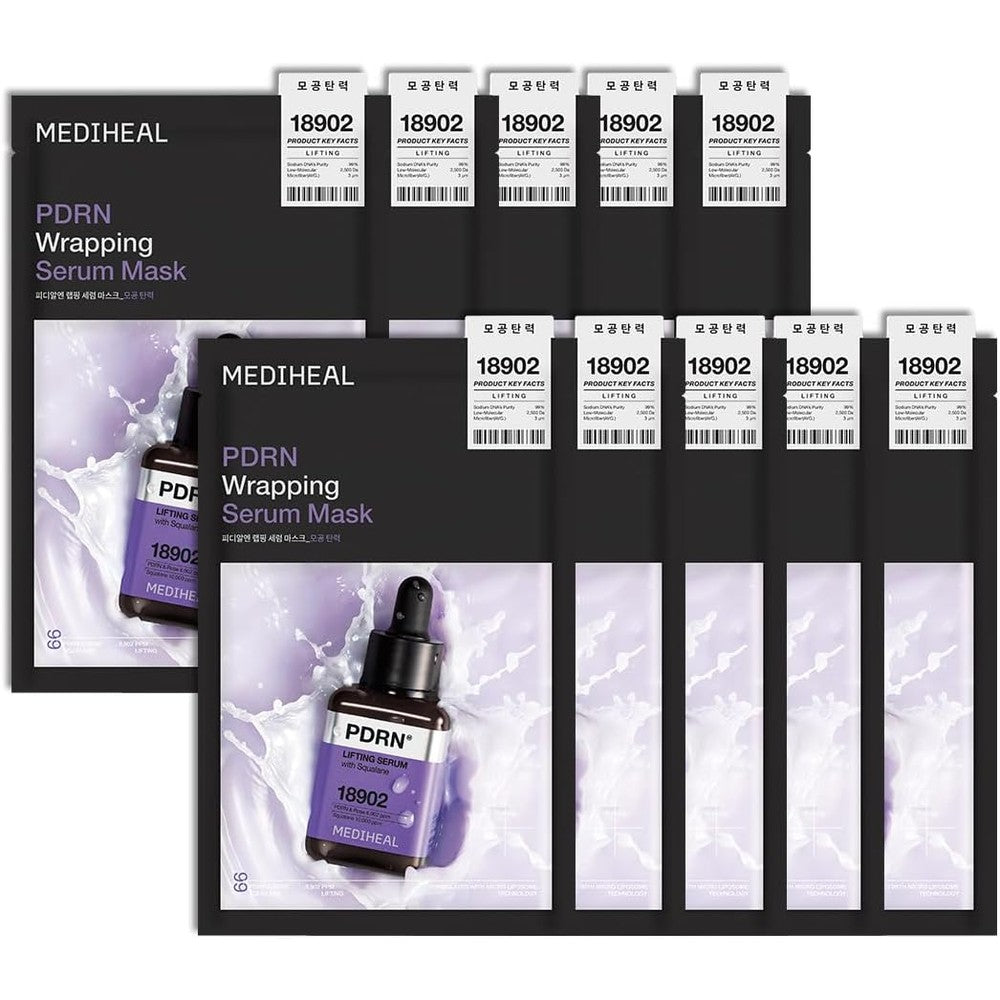 Mediheal Wrapping Serum Mask PDRN Lifting front view of 10 pack box