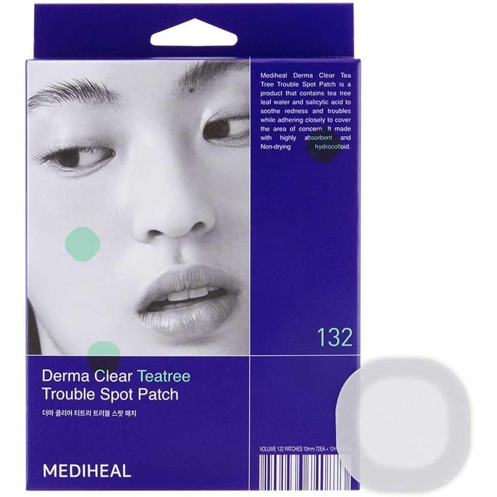 MEDIHEAL Derma Clear Teatree Treatment Spot Patch For Acne Relief And Oil Moisture Balance Transparent Hydrocolloid Pimple Patches 132 Counts