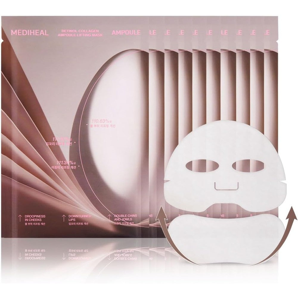 Mediheal Retinol Collagen Ampoule Lifting Mask pack of 10 front view anti aging treatment