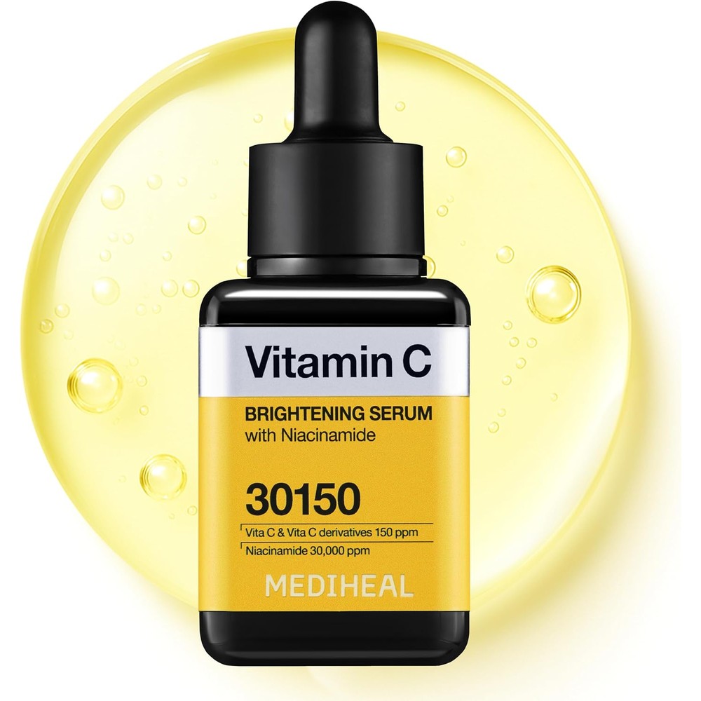 MEDIHEAL Vitamin C Brightening Korean Face Serum With Niacinamide And Triple Hyaluronic Acid For Radiant Skin One Point Three Five Fluid Ounce