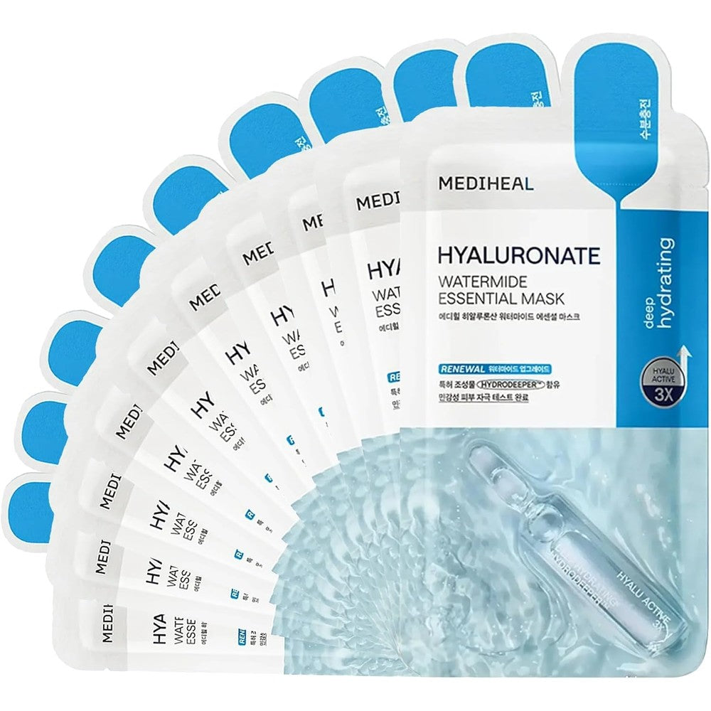 Mediheal Hyaluronate Watermide Essential Face Mask pack of 10 front view authentic Korean skincare