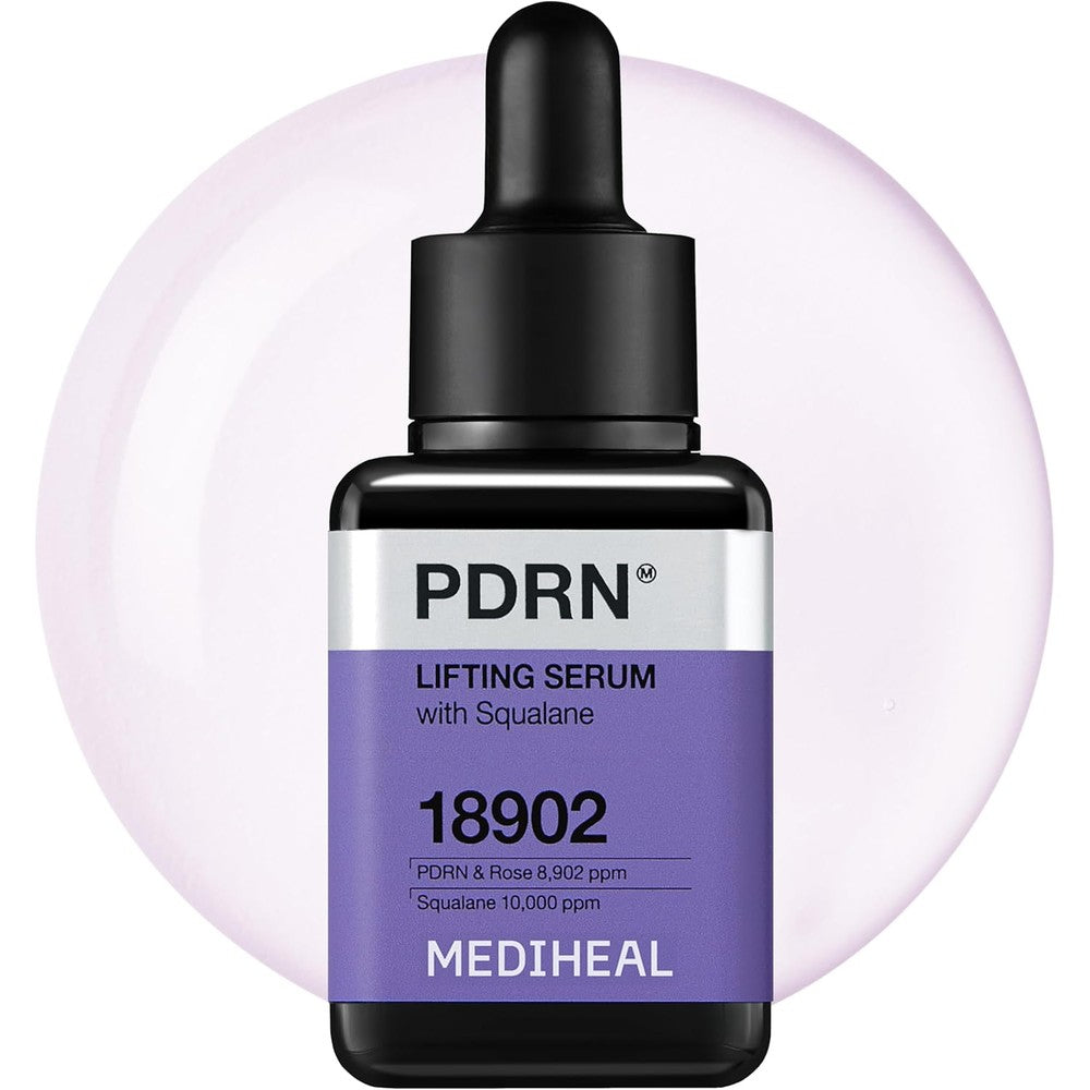 Mediheal PDRN Lifting Serum front view bottle with drop applicator for skin firming.
