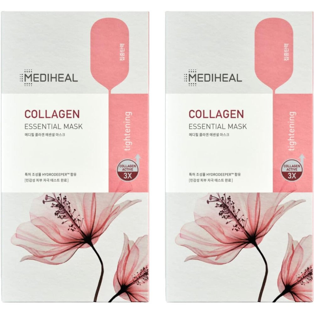 Mediheal Collagen Essential Face Mask For Lifting And Firming Korean Sheet Mask Value Set Suitable For All Skin Types Twenty Count