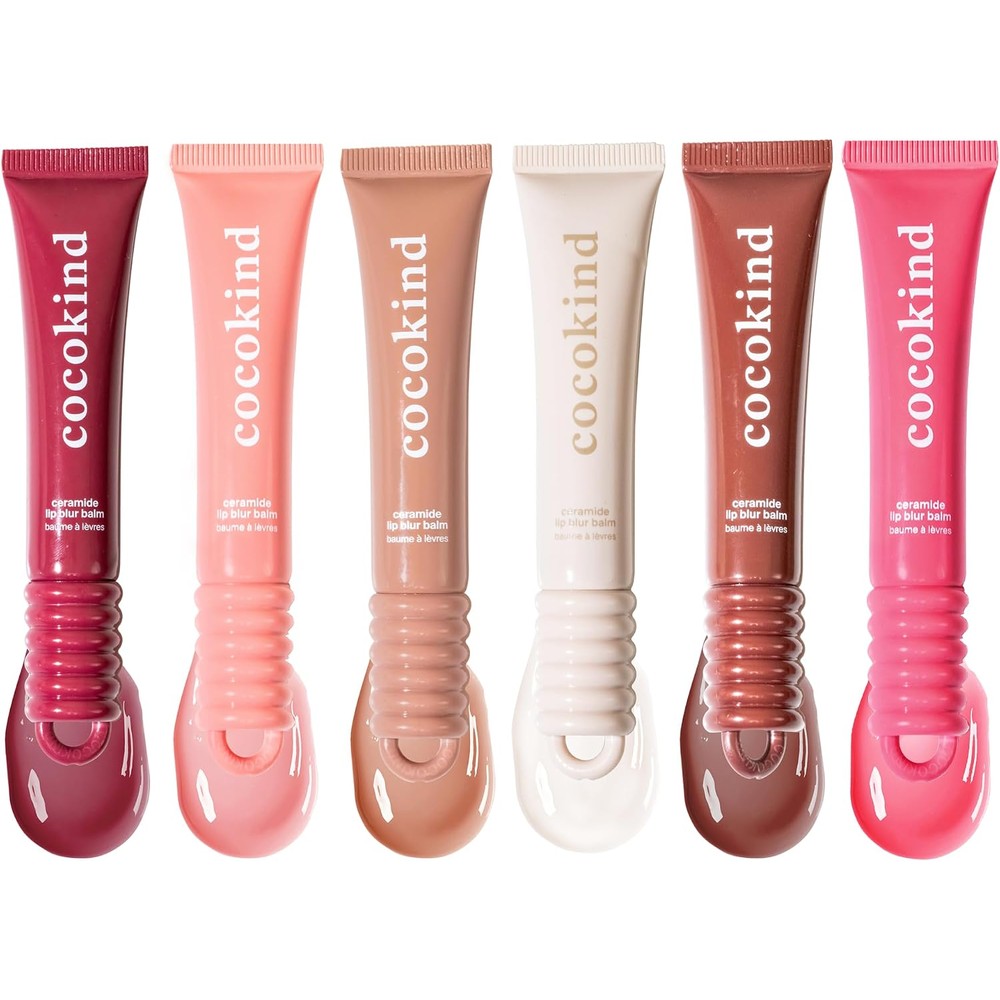 Cocokind ceramide lip blur balm variety pack front view of six piece hydrating set