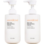 Cocokind Milky-Soft Face and Body Cleanser front view showcasing the white pump dispenser packaging.