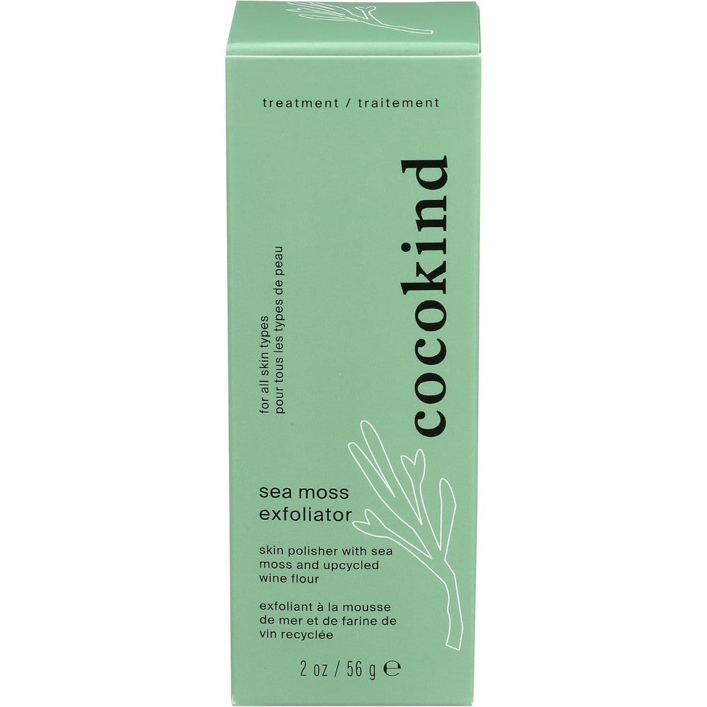 Cocokind Organic Sea Moss Exfoliator 1.2 Ounce front view of the light green packaging box.