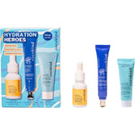 Cocokind Hydration Heroes Set front view showing the blue packaging box containing the 3-step skincare routine.