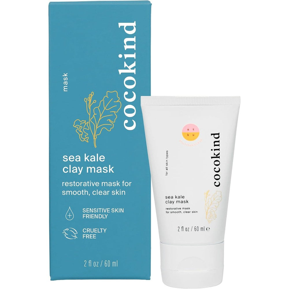 Cocokind Sea Kale Clay Mask front view tube of gentle exfoliating facial treatment