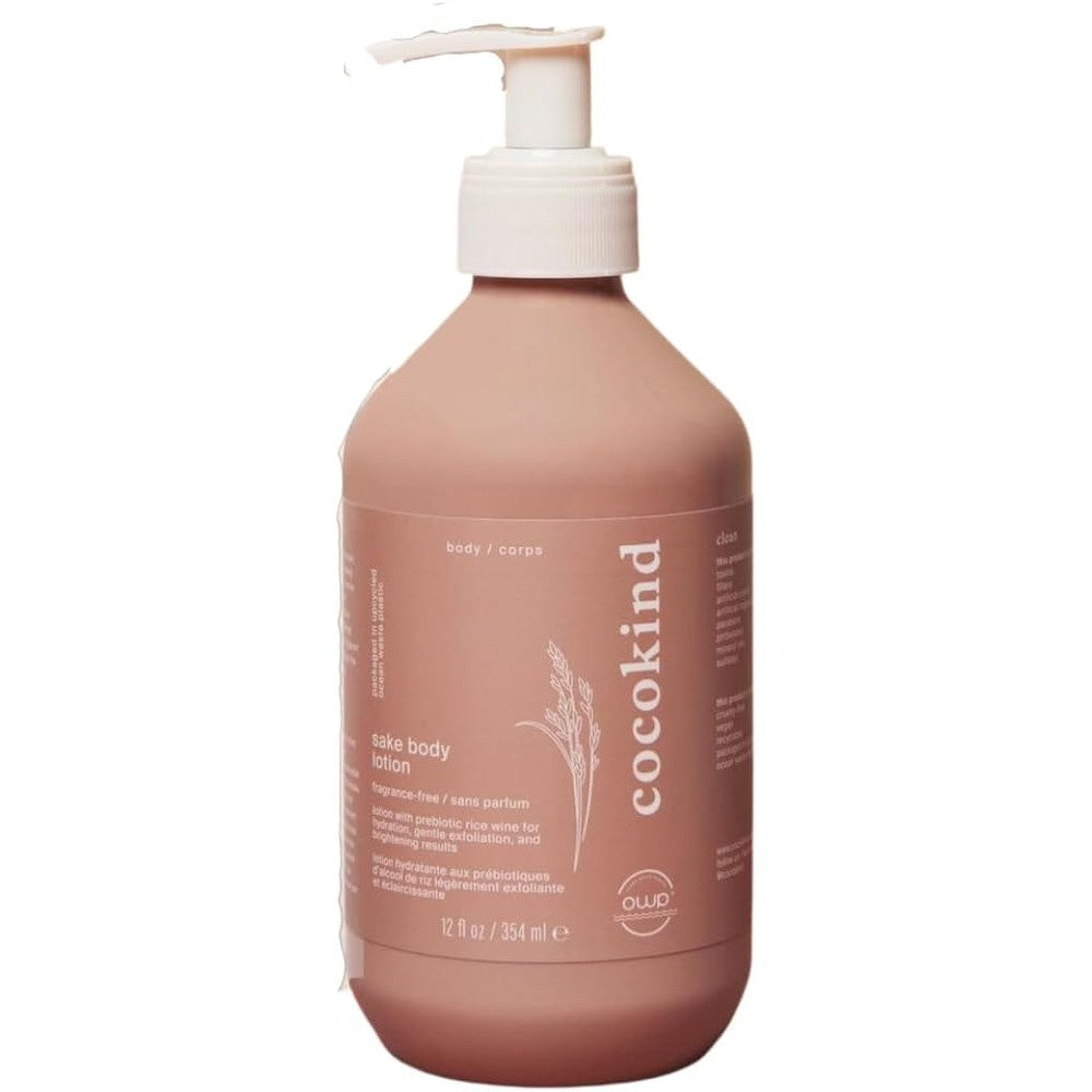 Cocokind Sake Body Lotion 12 fluid ounce front view daily lightweight moisturizer