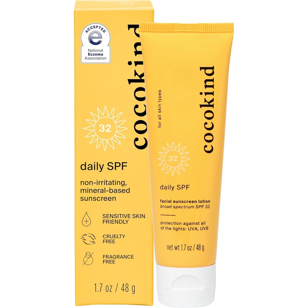 Cocokind Daily SPF mineral sunscreen front view yellow tube
