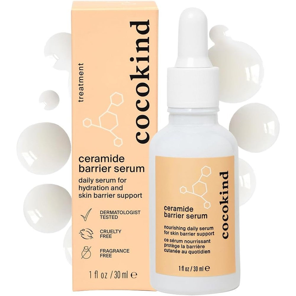 Cocokind Ceramide Barrier Serum front view bottle on plain background