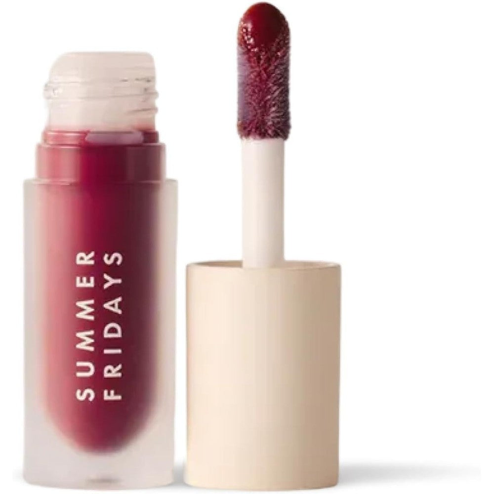Summer Fridays Dream Lip Oil Midnight Berry front view showing the sleek packaging and doe foot applicator.