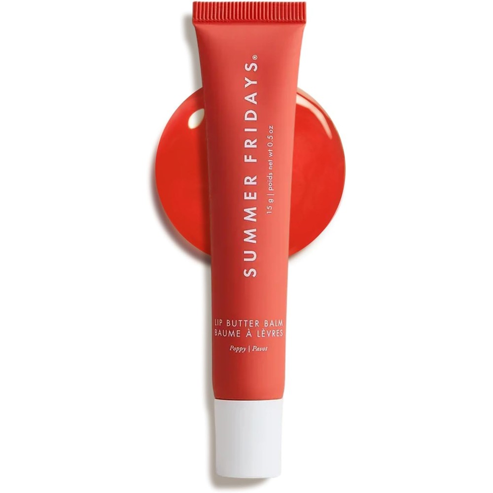 Summer Fridays Lip Butter Balm Poppy front view packaging for hydration