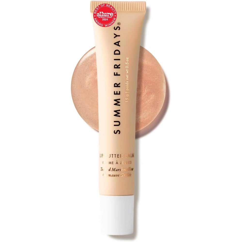 Summer Fridays Lip Butter Balm Toasted Marshmallow front view showing the sleek packaging tube.