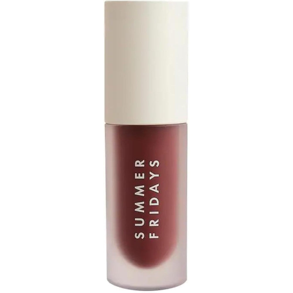 Summer Fridays Dream Lip Oil Rosewood Nights front view showcasing the tinted bottle and jumbo applicator.