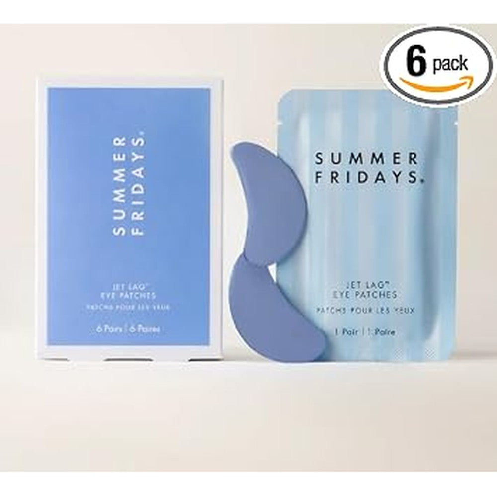 Summer Fridays Jet Lag Eye Patches front view showing hydrating hydrogel under eye treatment packaging.