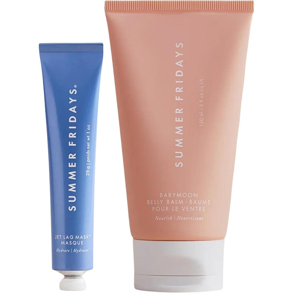 Summer Fridays Babymoon Belly Balm and Jet Lag Mask duo front view authentic skincare import