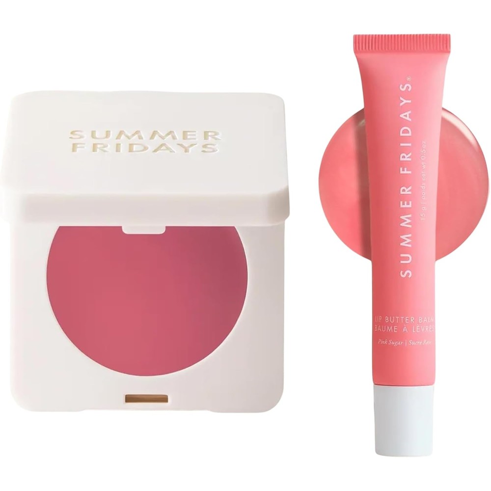 Summer Fridays Rosy Glow Duo front packaging view featuring the cream blush and lip balm set