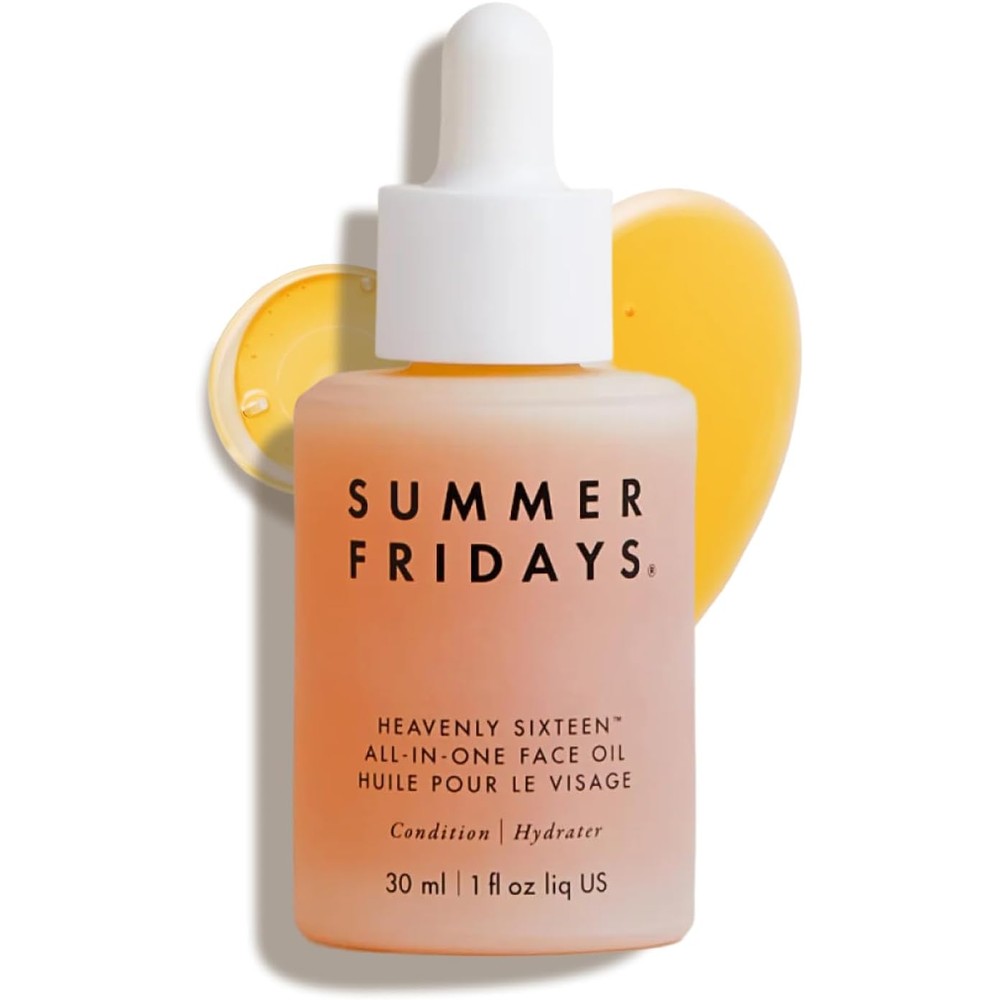 Summer Fridays Heavenly Sixteen All In One Face Oil front view bottle with dropper