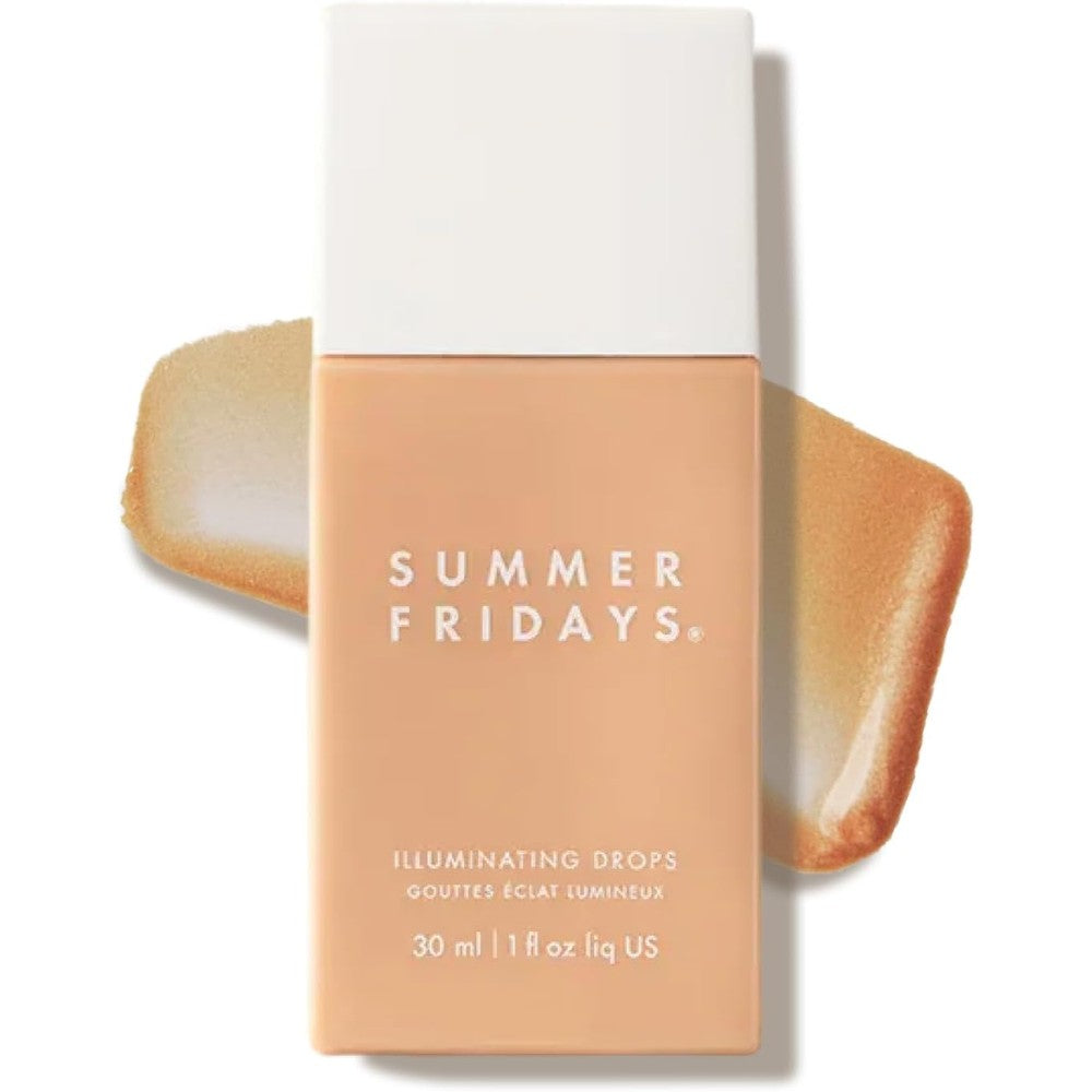 Summer Fridays Illuminating Drops front view bottle on a clean background.