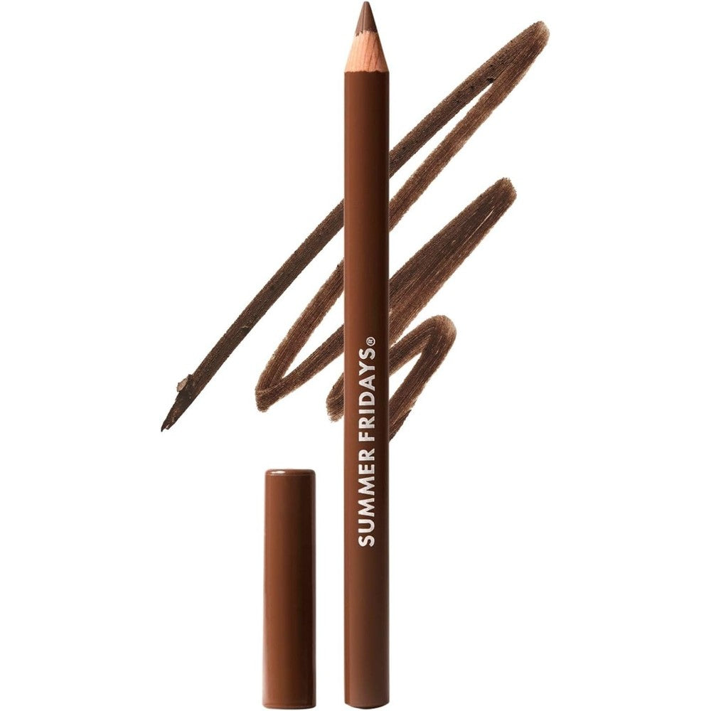 Summer Fridays SoftLine Lip Liner Pencil Brownie front view showcasing the sleek matte packaging.