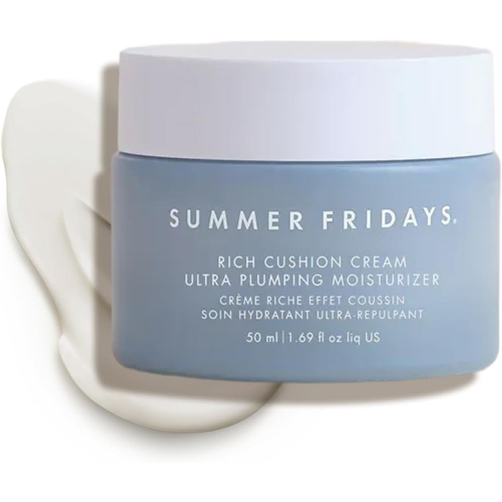 Summer Fridays Rich Cushion Face Cream front view ultra plumping moisturizer tub