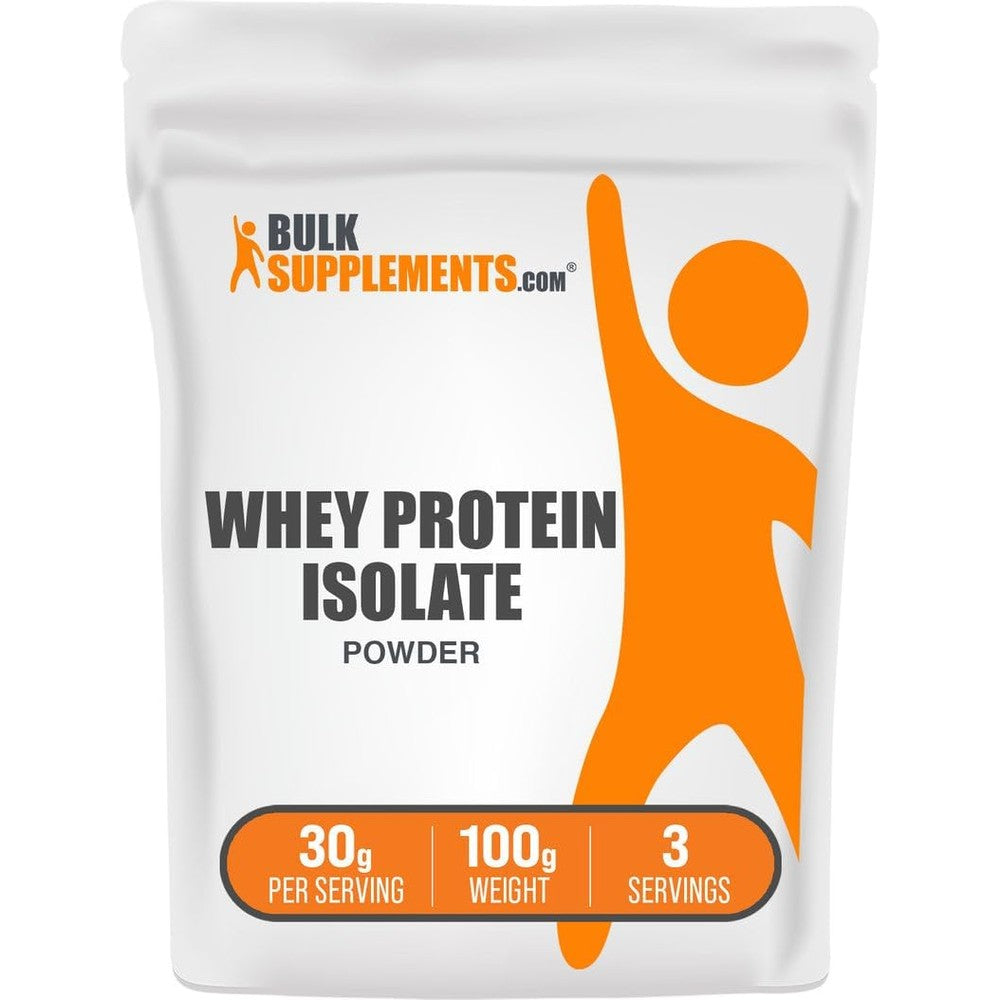 BulkSupplements Whey Protein Isolate Powder Unflavored Pure Nutritional Supplement Gluten Free 30 Grams Per Serving 100 Grams