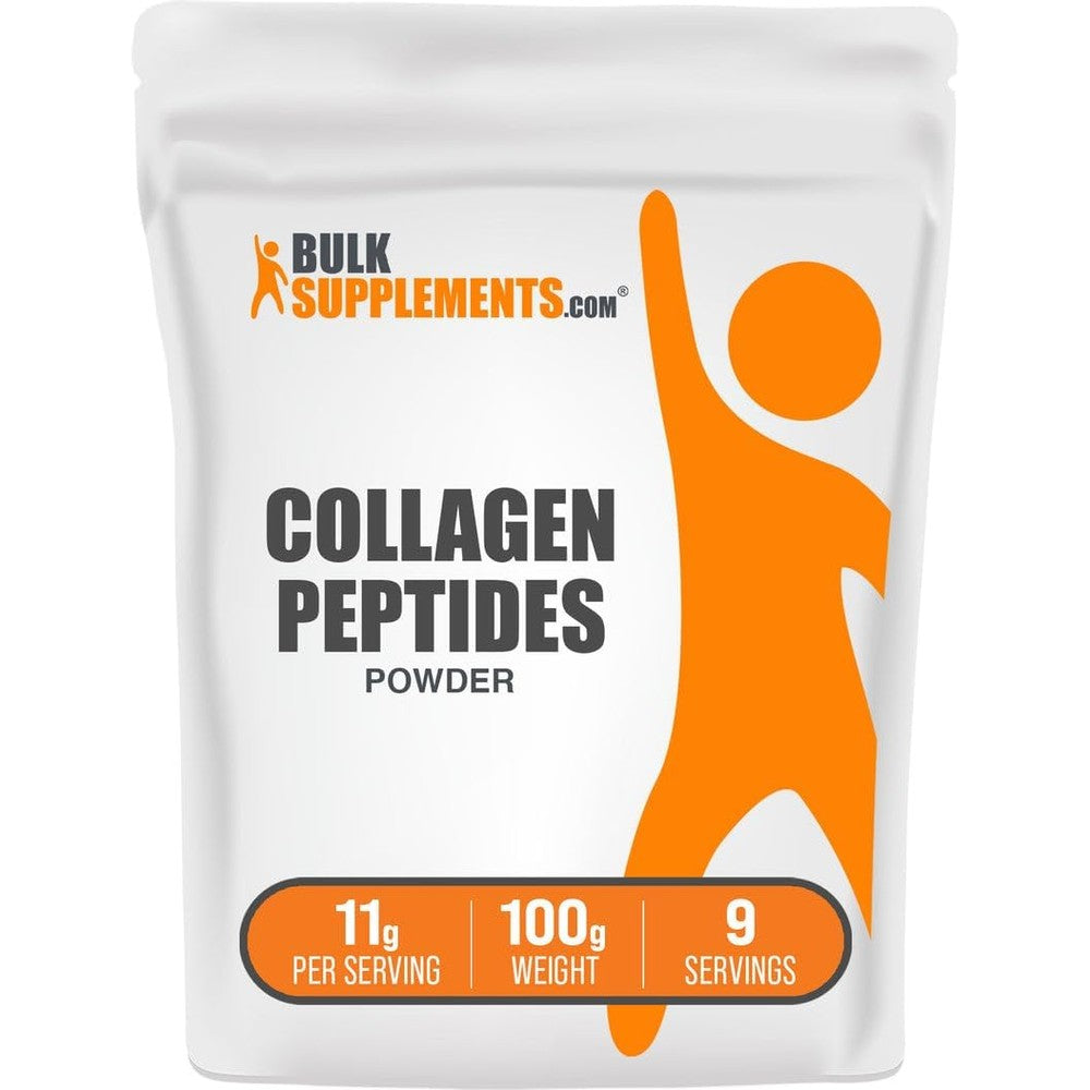 BulkSupplements Collagen Peptides Powder Hydrolyzed Bovine Collagen Supplement Gluten Free 11 Grams Per Serving 100 Grams