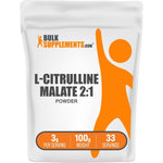BulkSupplements L-Citrulline Malate 2:1 Powder Unflavored Nitric Oxide Pre Workout Supplement 100 Grams