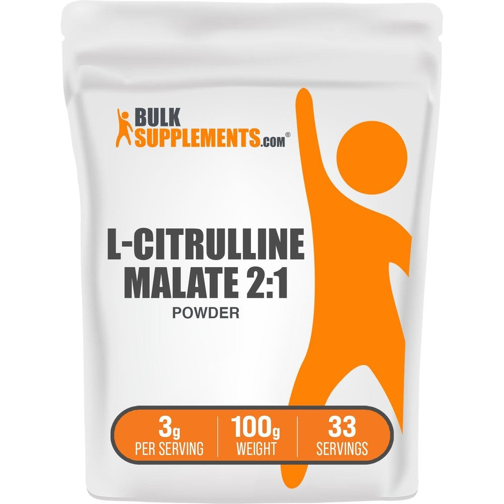 BulkSupplements L-Citrulline Malate 2:1 Powder Unflavored Nitric Oxide Pre Workout Supplement 100 Grams