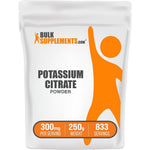 BulkSupplements Potassium Citrate Powder for Hydration Support Pure Unflavored Mineral Supplement Gluten Free 250 Grams 8.8 Ounces