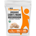 BulkSupplements.com Organic Lion's Mane Mushroom Extract Powder For Brain Health And Immune Support 100 Grams