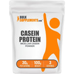 BulkSupplements.com Micellar Casein Protein Powder Unflavored Slow Digesting Gluten Free Muscle Recovery Powder 100 Grams