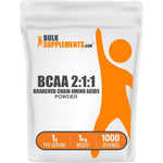 BulkSupplements.com BCAA 2:1:1 Powder Branched Chain Amino Acids Unflavored Gluten Free 1000 Servings 1 Kilogram Pack Of 1