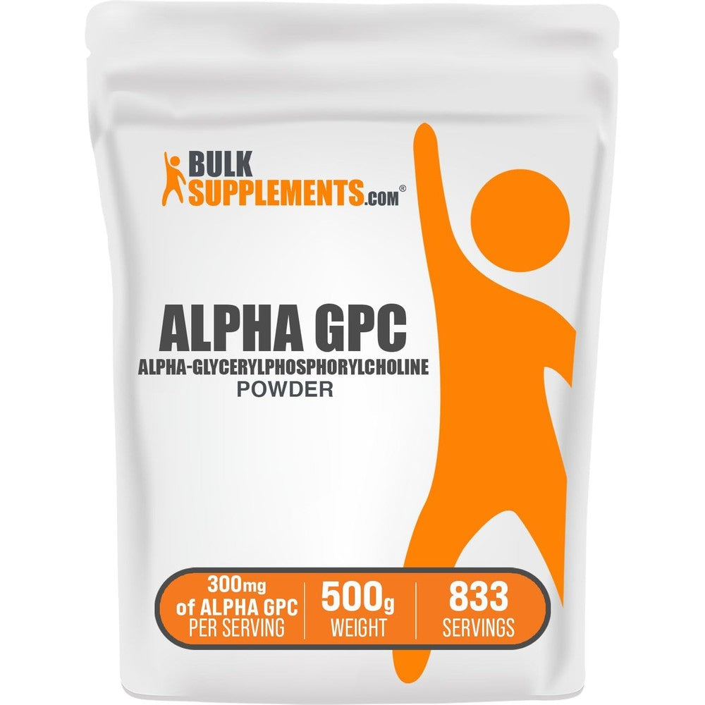 BulkSupplements Alpha GPC Powder 500g front view bag for cognitive support