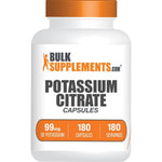 BulkSupplements.com Potassium Citrate Capsules 99mg Pure Electrolyte Supplement For Muscle Function And Fluid Balance 180 Capsules